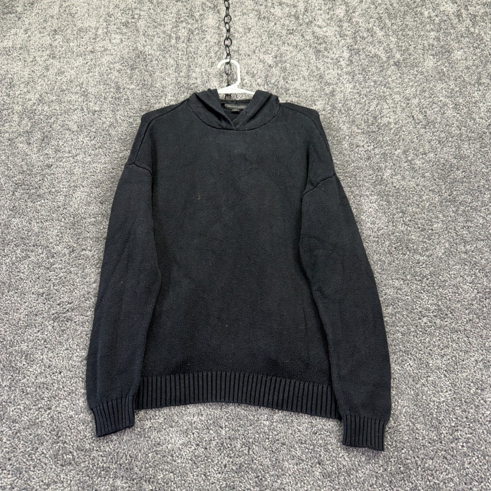 Saks Fifth Avenue Hoodie Mens S Black Knit Pullover